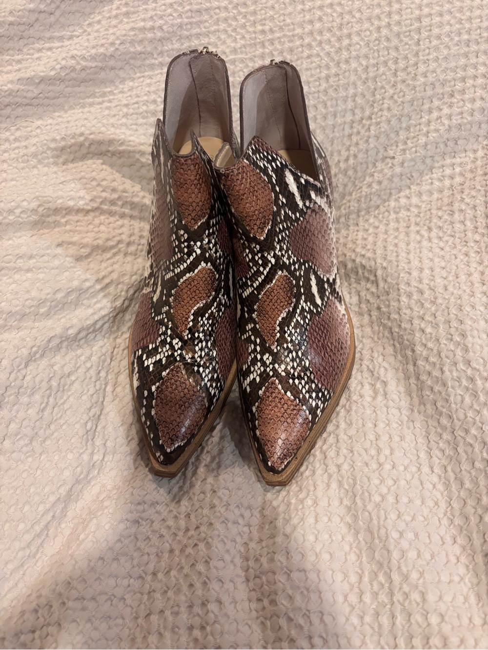Vince Camuto Snakeskin Booties 8.5